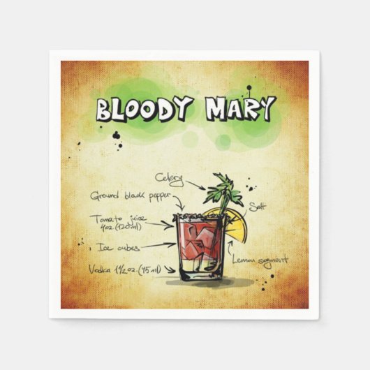 Bloody Mary Bartender Drink Recipe Servet (Voorkant)