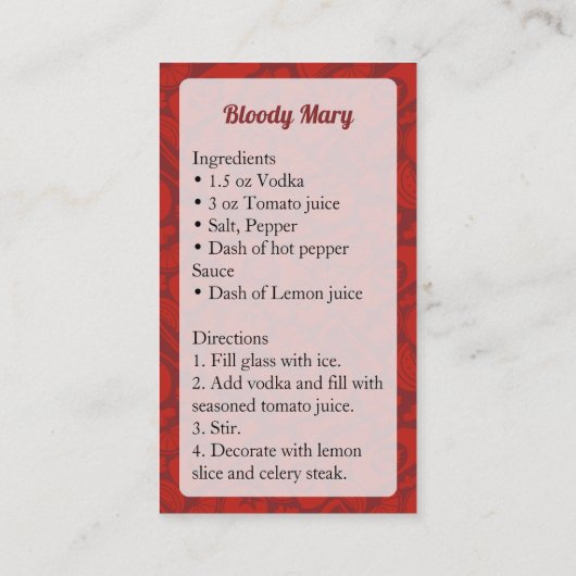 Bloody Mary Carte de visite (Dos)