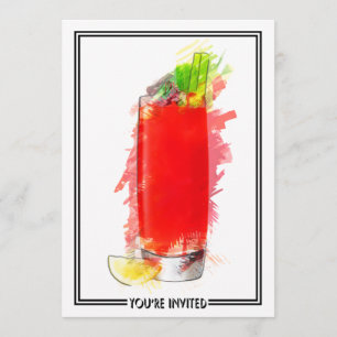 Bloody Mary Cocktail Marker Sketch Je bent uitgeno Kaart