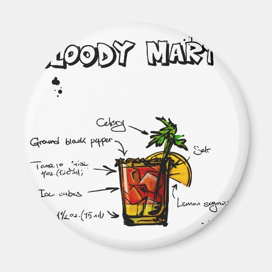 Bloody Mary Cocktail Recept Magneet (Voorkant)
