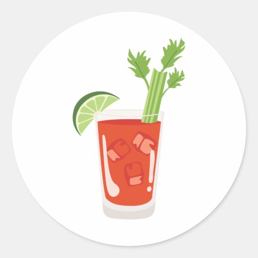 Bloody Mary Cocktail Ronde Sticker (Voorkant)