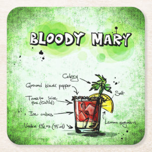 Bloody Mary recept Vierkante Kartonnen Onderzetter