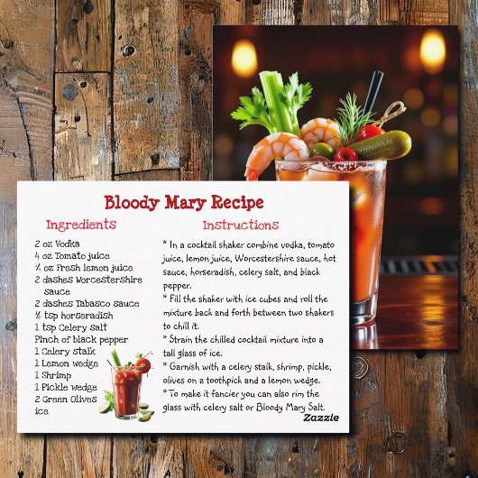 Bloody Mary Recipe Card Briefkaart