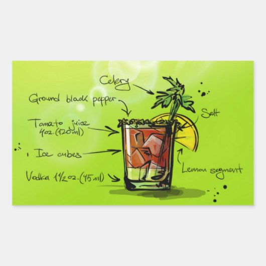 Bloody Mary Recipe Rechthoekige Sticker (Voorkant)