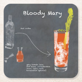 Bloody Mary Recipe Vierkante Kartonnen Onderzetter