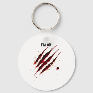Bloody Shirt I'm Ok Blood Splatter Ripped Funny Ha Sleutelhanger