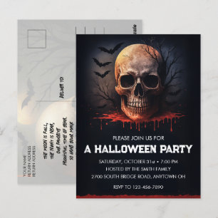 Bloody Skull Halloween-feest uitnodigingskaart Briefkaart