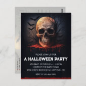 Bloody Skull Halloween Party Invitation Postcard Briefkaart (Voorkant / Achterkant)