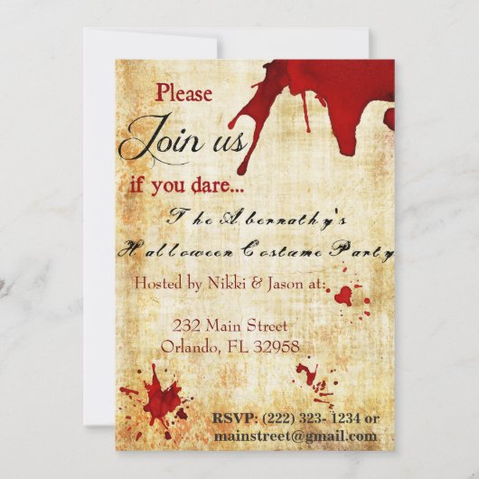 Bloody Vampire Halloween Party Invitation (Devant)