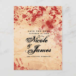 Bloody Vintage Papier Halloween Save the Date Aankondigingskaart