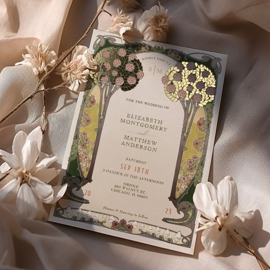 Bloom Bomen van Liefde Victoriaans Bruiloft Folie Uitnodiging