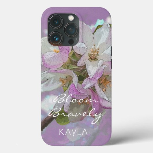 Bloom Bravely Pink Apple Blossom Flower Hoesje Mat (Achterkant)