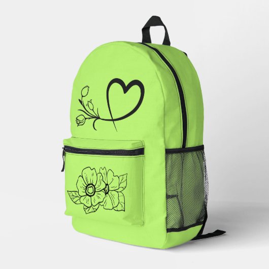 Bloom Bright – Simple Flower Backpack Bedrukte Rugzak (Achterkant Hoek Rechts)