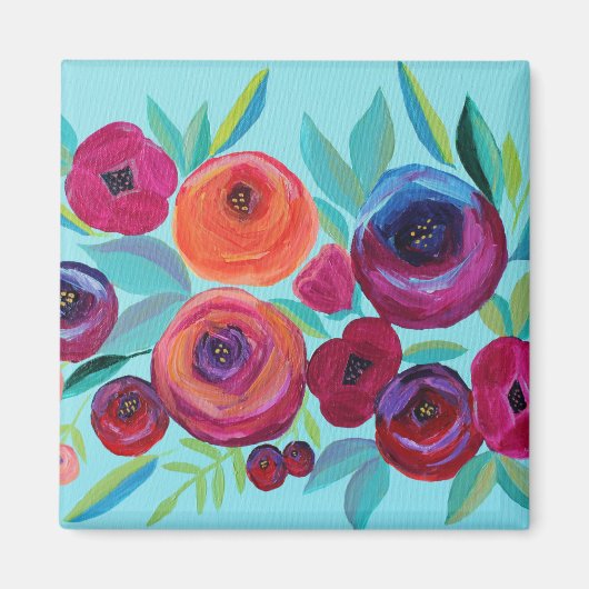 Bloom Colorful Floral Magnet Magneet (Voorkant)