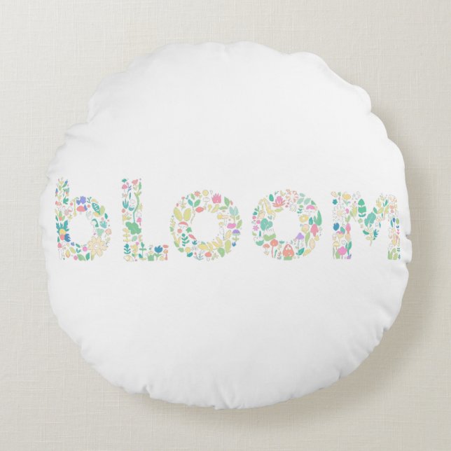« BLOOM » Coussin en lettres d'art botanique (Devant)