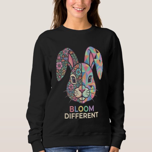 Bloom Different Floral Geometric Bunny Sweatshirt (Devant)