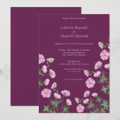 Bloom Eenvoudige Aquarel Geranium Bruiloft Kaart (Voorkant / Achterkant)