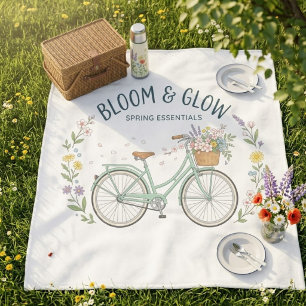 Bloom & Glow Vintage Bloemige Fiets Buiten Picknic Fleece Deken