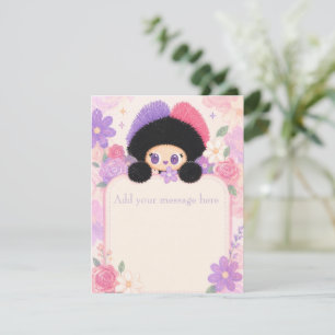 Bloom Kitty blanco notitiekaarten   bloemige geper Notitiekaartje