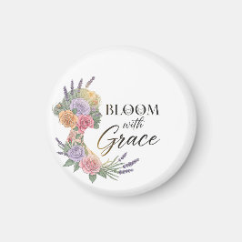 Bloom met Grace Elegant Bloemen Vrouw Silhouet Magneet