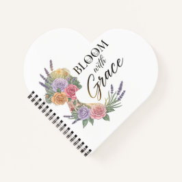 Bloom met Grace Elegant Bloemen Vrouw Silhouet Notitieboek