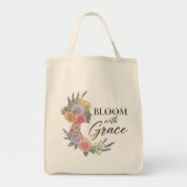 Bloom met Grace Elegant Bloemen Vrouw Silhouet Tote Bag (Voorkant)