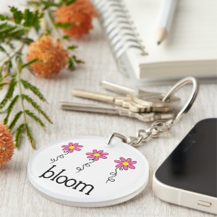 Bloom met roze bloemen sleutelhanger
