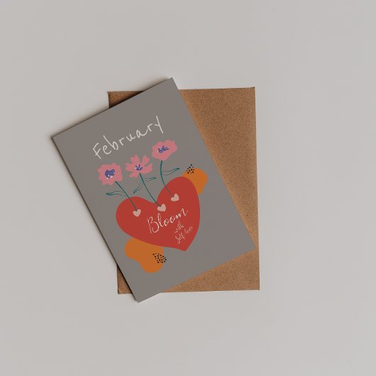 Bloom met Zelf Liefde Februari Abstract Briefkaart