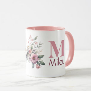 Bloom Monogram - gepersonaliseerde bloemen Mok
