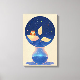 Bloom Mystic Night Uil Tuin Canvas Afdruk