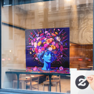 Bloom of Eternity – Een kleurrijk surrealistisch p Raamsticker