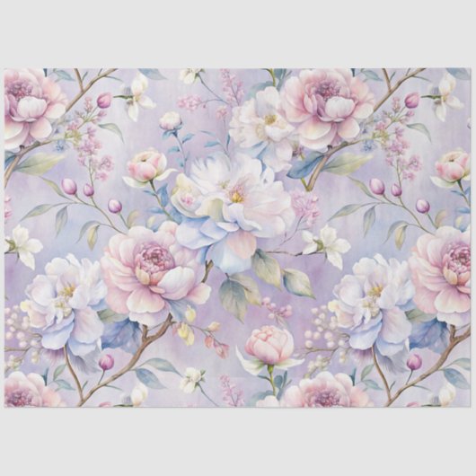 Bloom Pastel Paarse Bloemen Decoupage Art Tissuepapier (Voorkant)