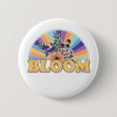 Bloom Retro Floral Ronde Button 5,7 Cm (Voorkant)