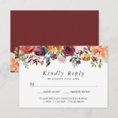 Bloom Rustique Bourgogne Blush Orange Floral RSVP (Devant / Derrière)