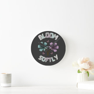 Bloom Softly Spring Floral Design Pastel Cottageco Ronde Klok