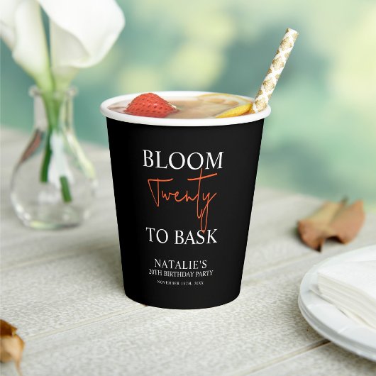 Bloom Twenty to Bask I Black Volwassen Verjaardags Papieren Bekers