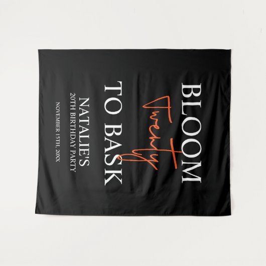 Bloom Twenty to Bask I Black Volwassen Verjaardags Wandkleed (Voorkant (horizontaal))