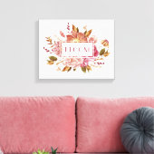 Bloom Typografie | Elegant Pink Floral Bouquet Canvas Afdruk (Insitu (Woonkamer))