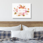 Bloom Typografie | Elegant Pink Floral Bouquet Canvas Afdruk (Insitu (Slaapkamer))