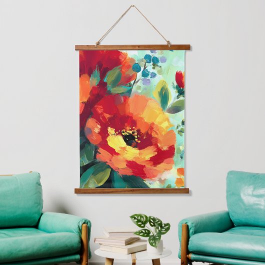 Bloom Vibrant Bloementuin Hangend Wandkleed (Woonkamer)