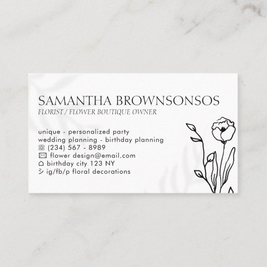 Bloom & Vlaanderen: een fijn kunstontwerp Visitekaartje (Achterkant)