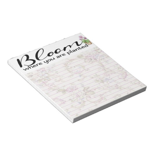 Bloom waar je bent geplant notitieblok (Schuin)