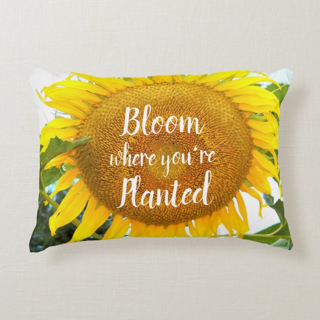 Bloom waar je bent geplant zonnebloemen accent kussen (Voorkant)