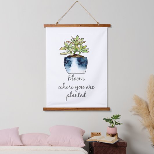 Bloom waar u Succulent bent geplant Hangend Wandkleed (Slaapkamer)