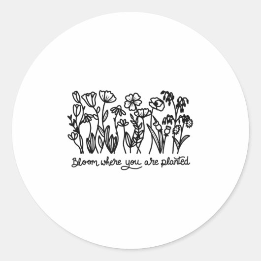 Bloom Where You Are Planted, Botanical, Insrationa Ronde Sticker (Voorkant)