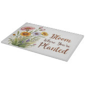 "Bloom Where You're Planted" Glazen snijplank (Hoek)