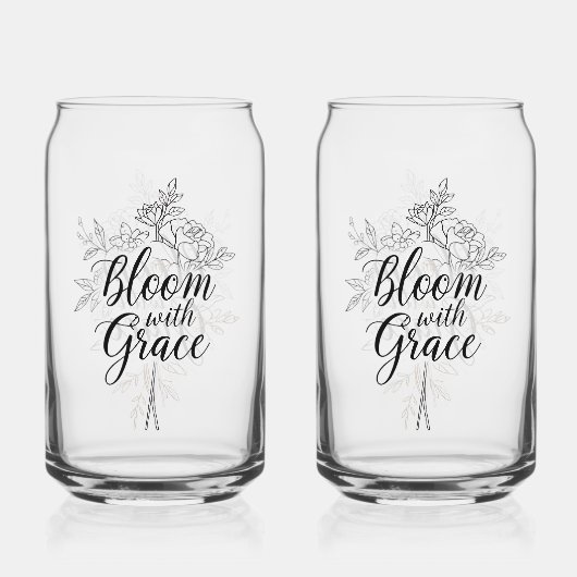 "Bloom with Grace" Inspirerend bloemige quote Blikvorm Glas (Achterkant)