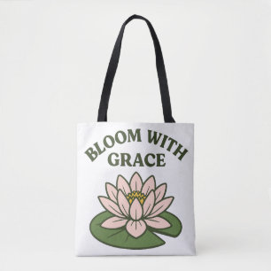 Bloom with Grace - Minimalistische roze waterlelie Draagtas