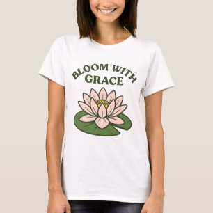 Bloom with Grace - Minimalistische roze waterlelie T-shirt