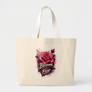Bloom Without Fear Roze Roos Bloemige Jumbo Boodsc Grote Tote Bag